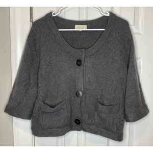 Demylee Women's Button Front Long Sleeve Cardigan Sweater Grey Size Small